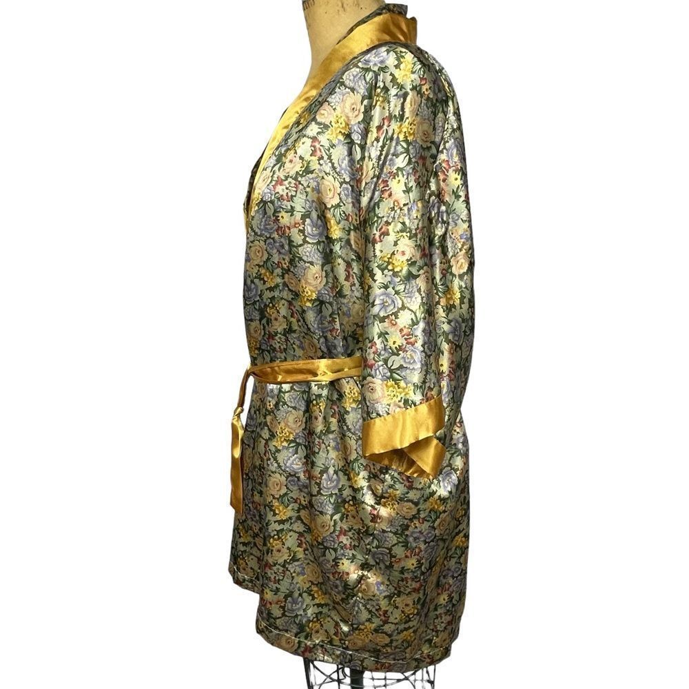 Contessa Di Roma Sleep Set Liquid Satin Lingerie Robe Tank Shorts Hang… - Picture 3 of 16